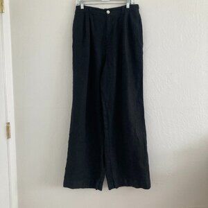 Bella Dahl 100% Linen Black Wide Leg Pants Minimalist Lagenlook Coast Beach 31